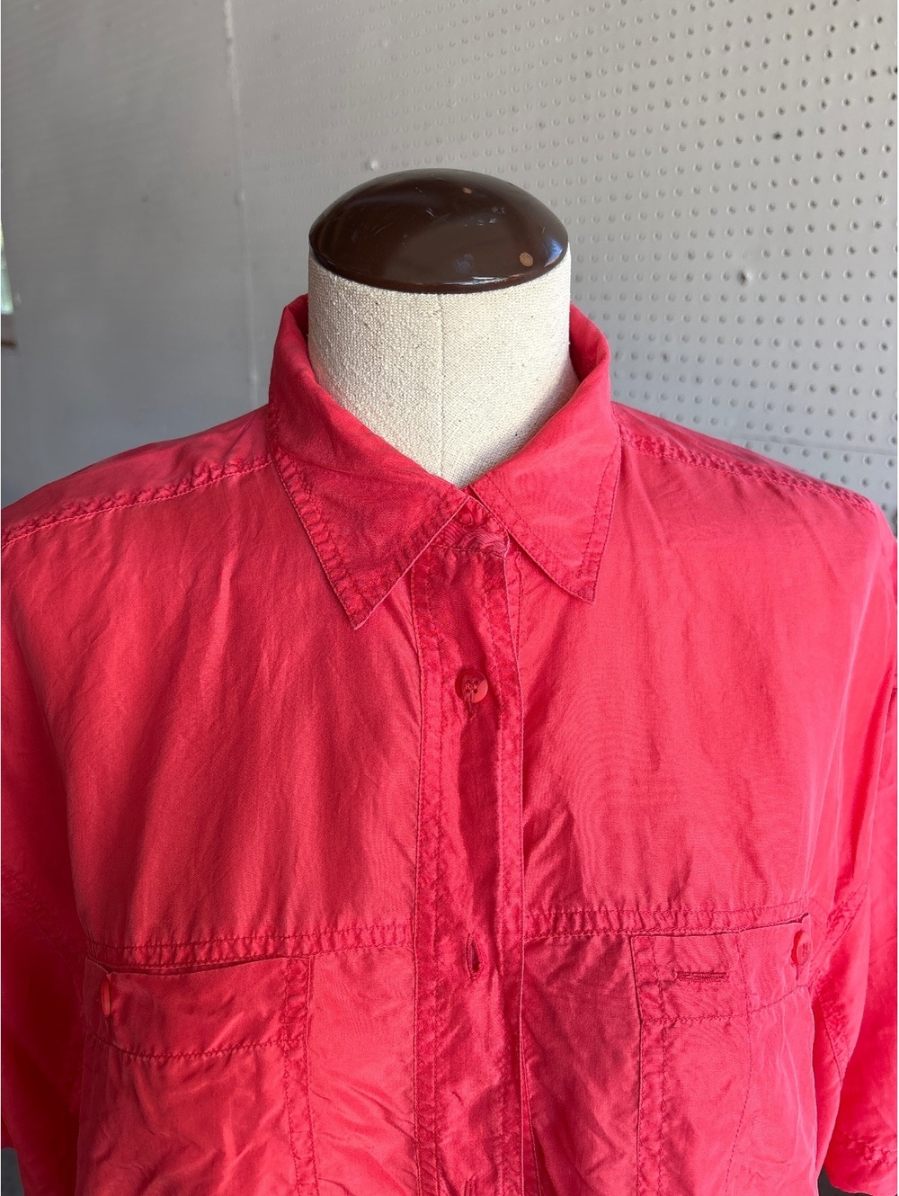 The Limited Women's Medium Red Silk Button-Up Shirt